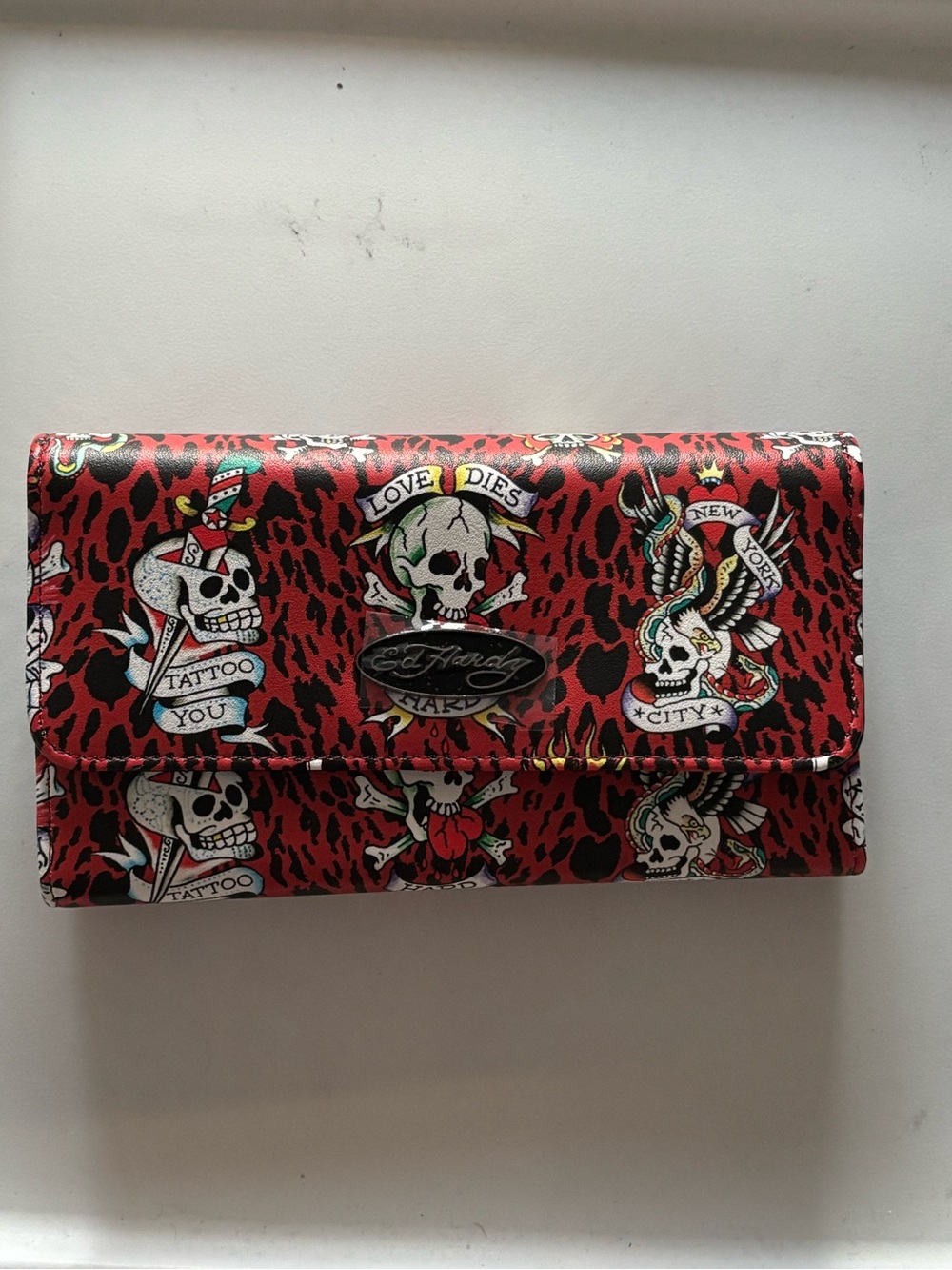 NWT Ed Hard Trifold Vegan Leather Wallet